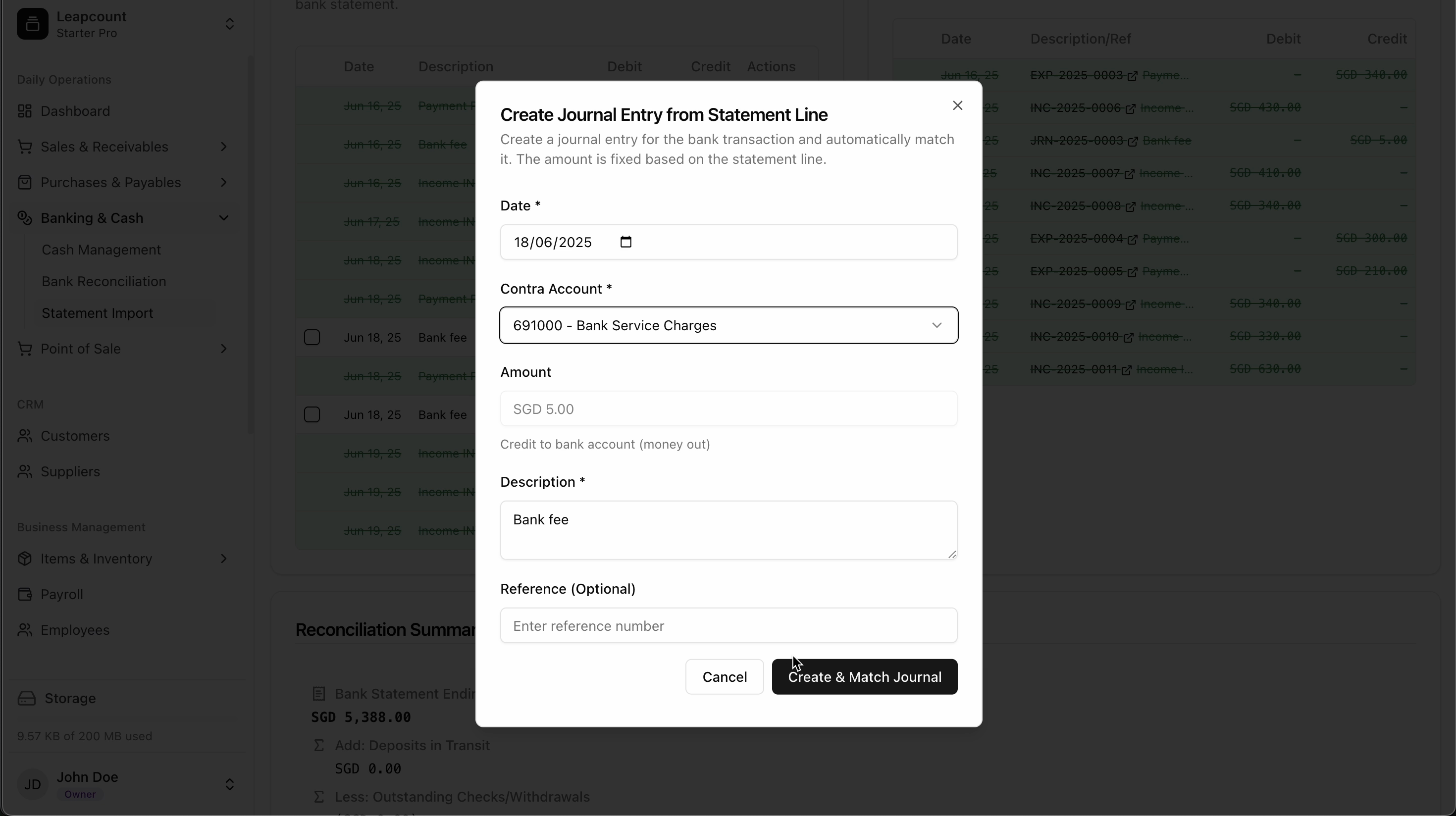 Book transactions interface