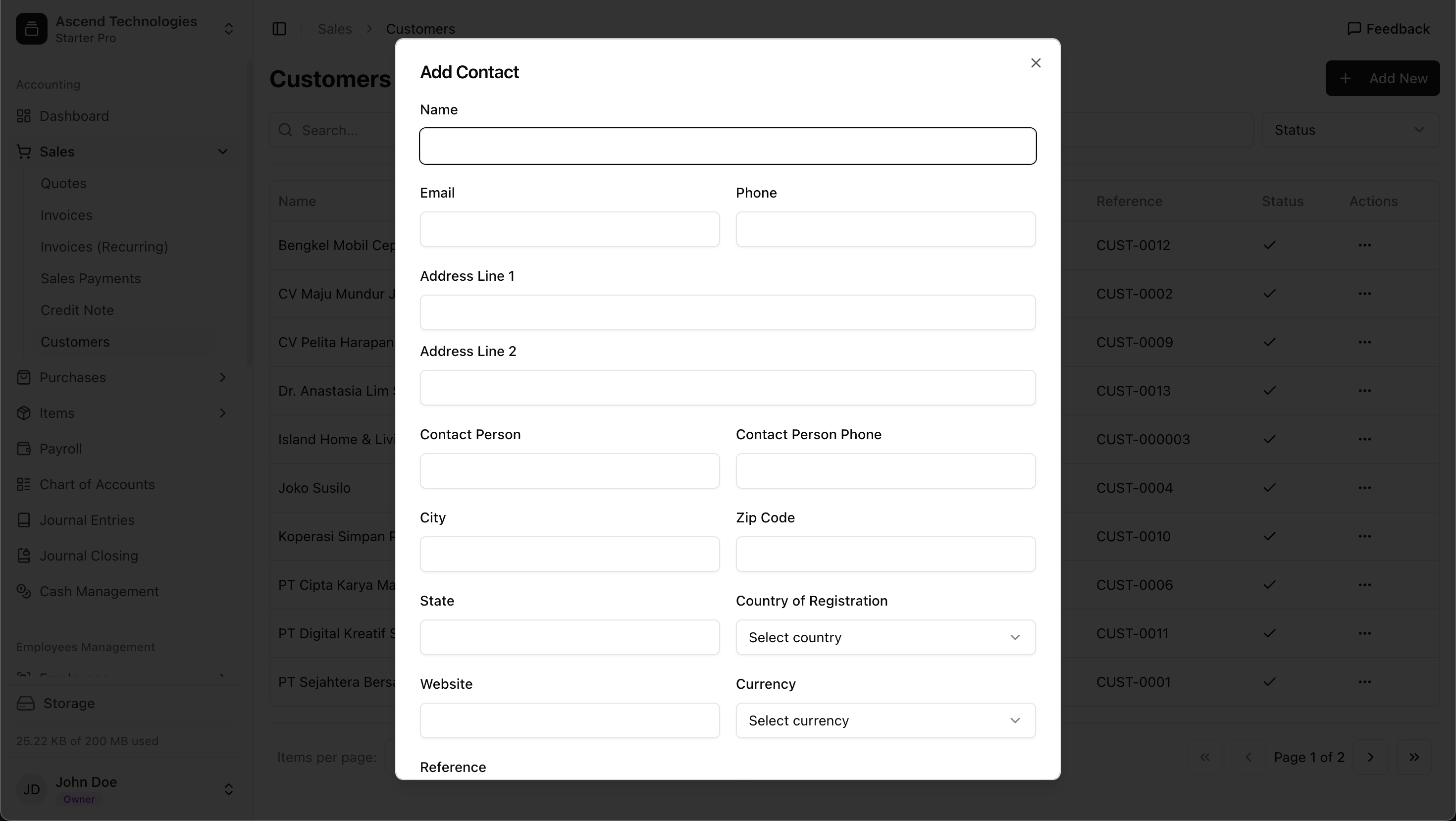 Customer form
