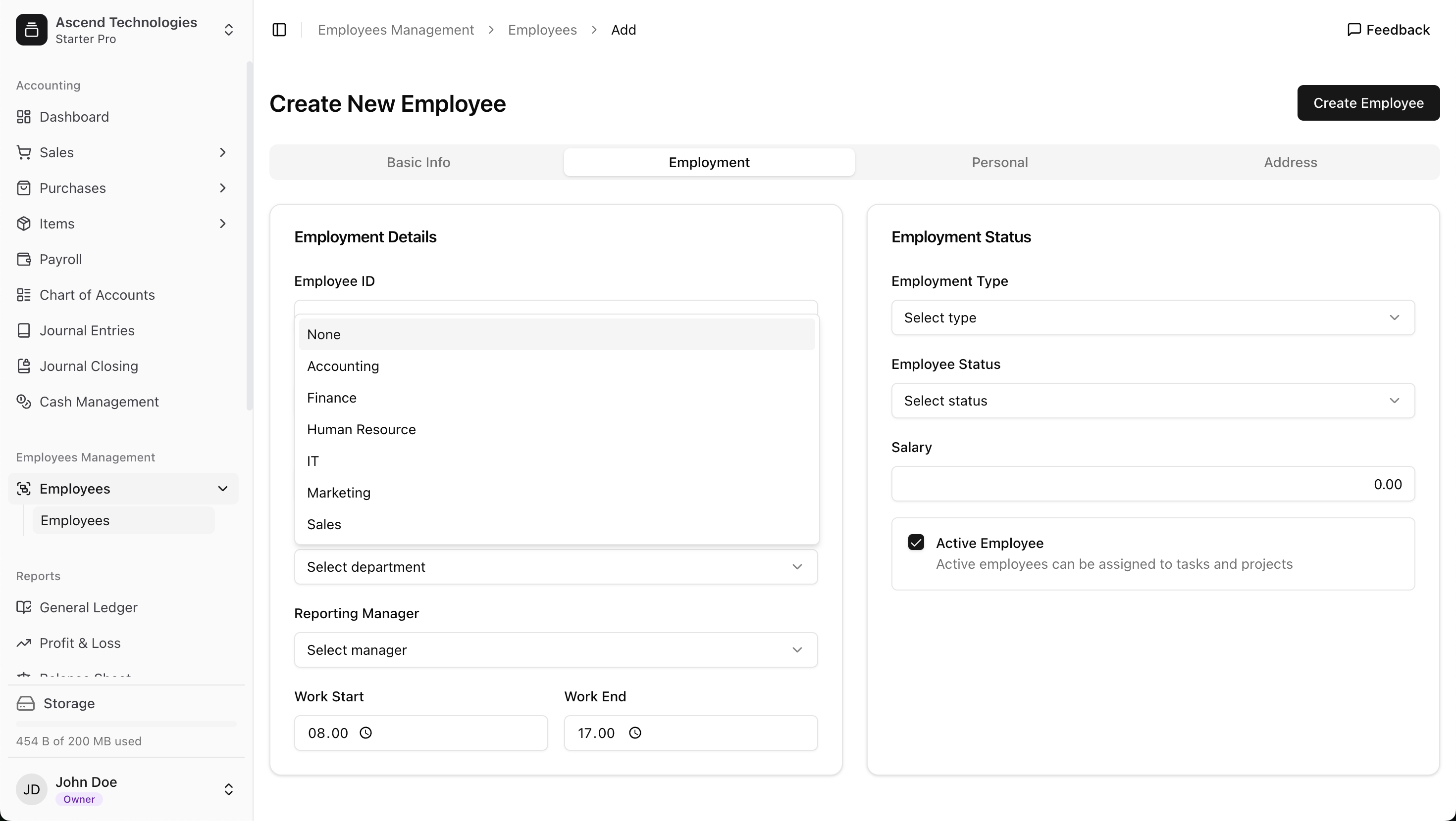 Assigning employees to departments
