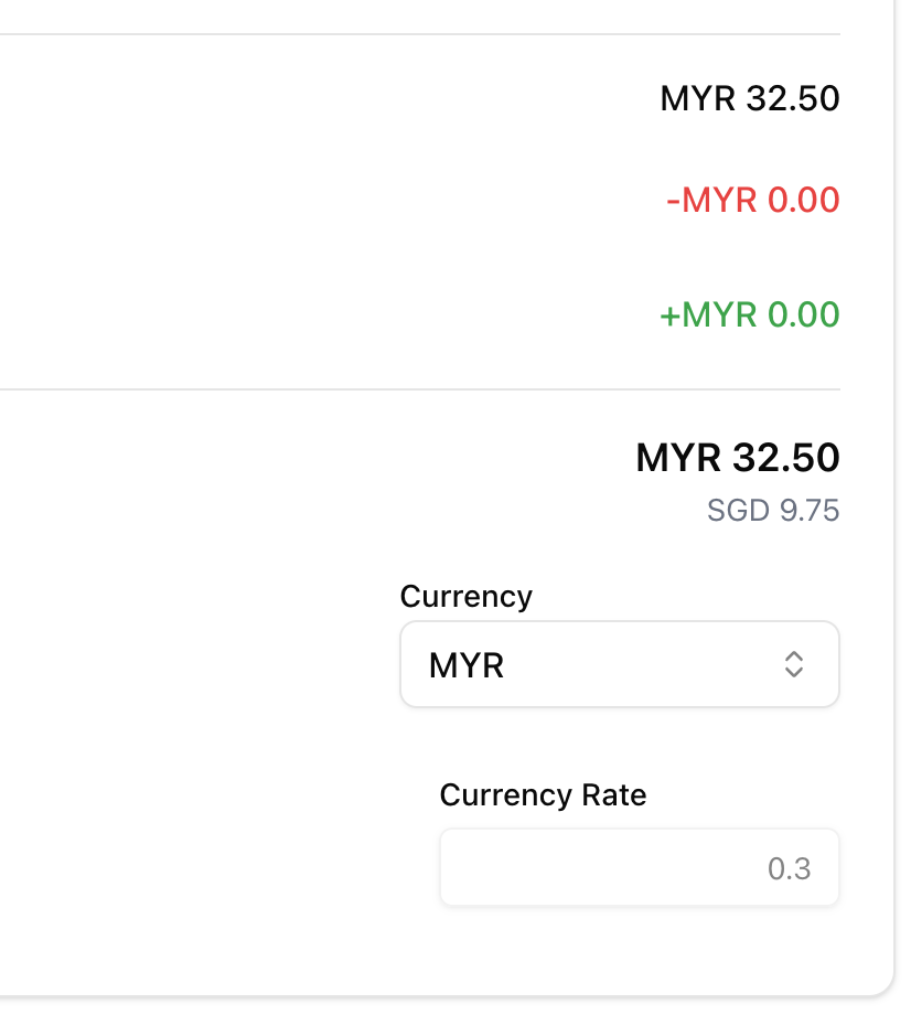 Selecting a foreign currency and viewing the exchange rate on a payable