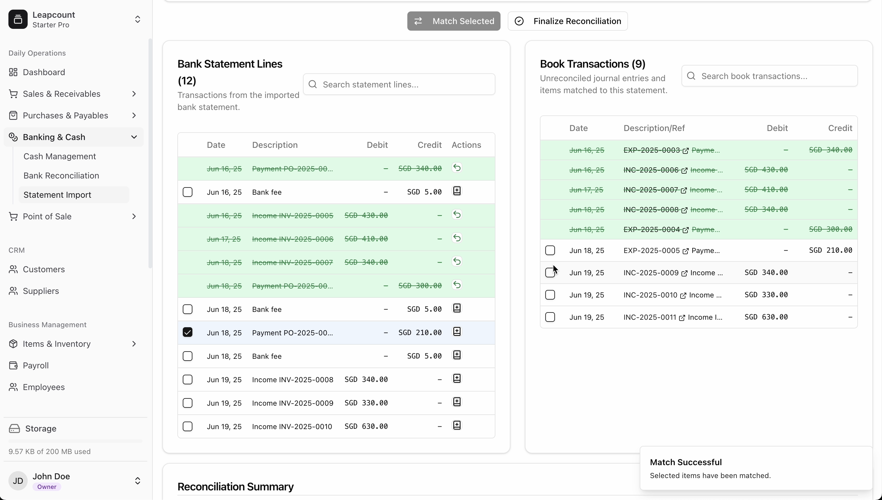 Statement lines interface