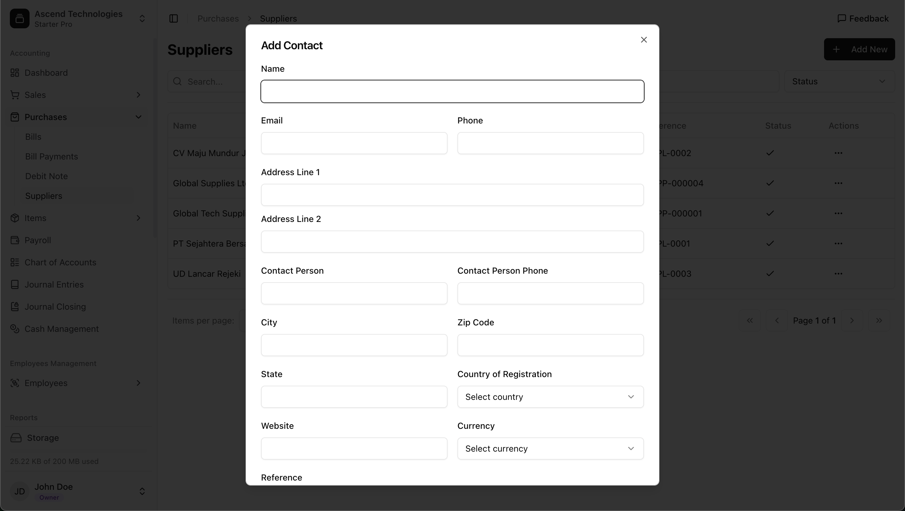 Supplier form