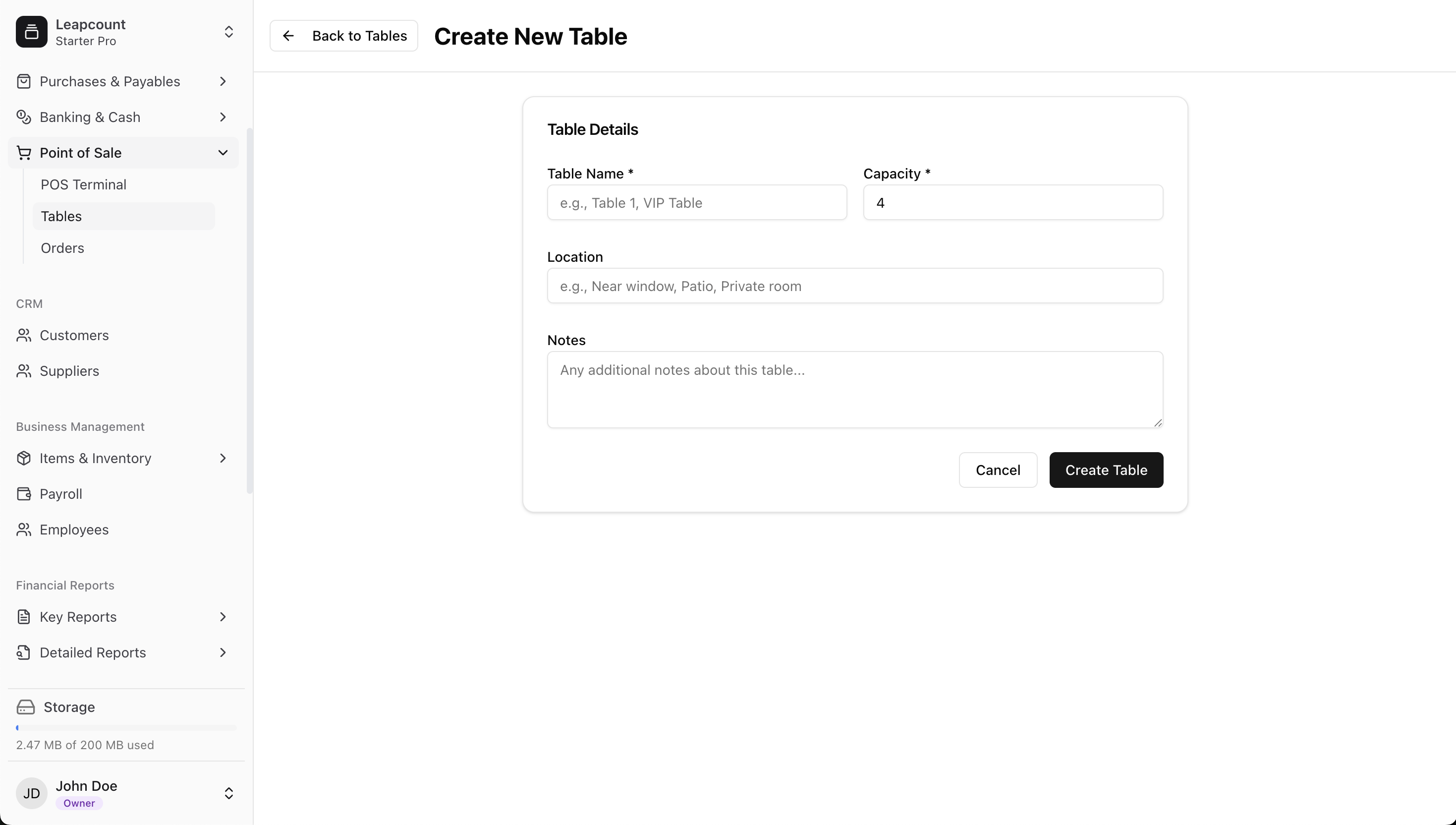 Order assigned to table